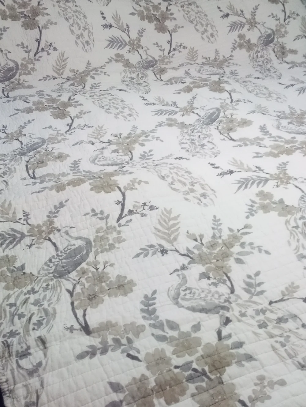 Reversable Twin Floral Toile Quilted Bedspread & Sham NWT $209.99